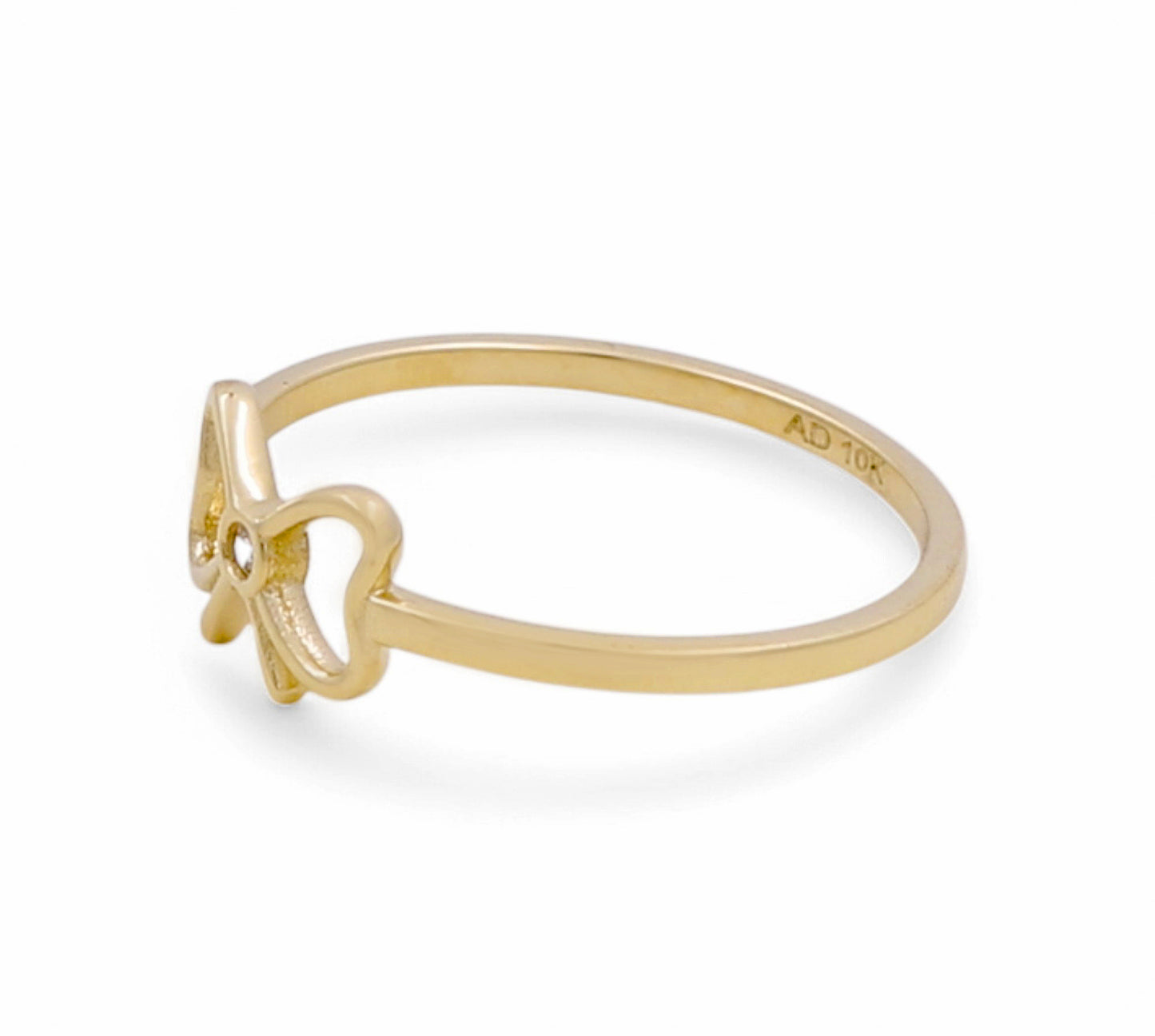 10K Yellow Gold Ribbon Women's Ring with CZ / Size: 8 / Weight: 1.2 GR / YYZ-5453