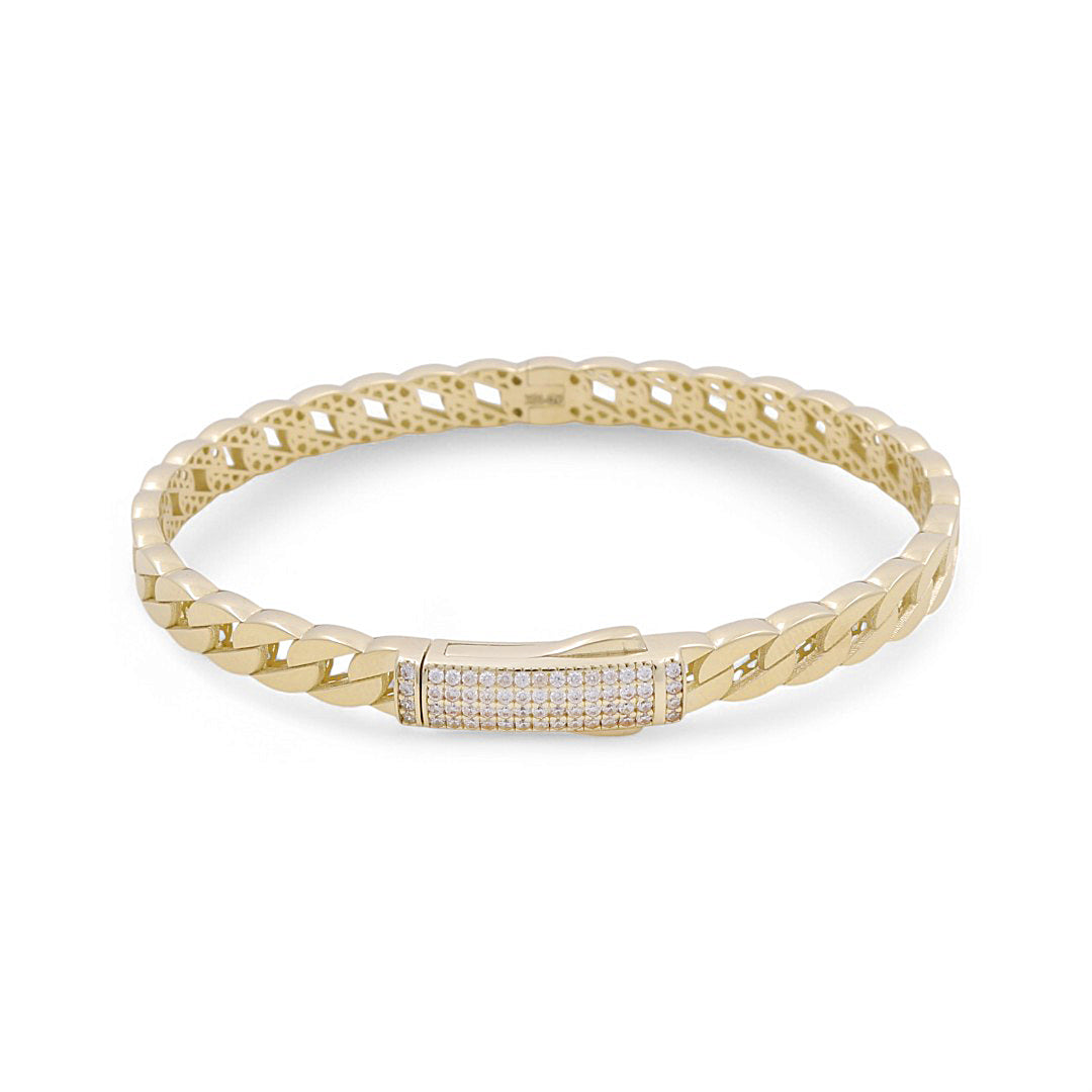 10K Yellow Gold Semisolid Monaco Women’s Bangle Bracelet with Cz / Weight: 10 GR / P61B-103