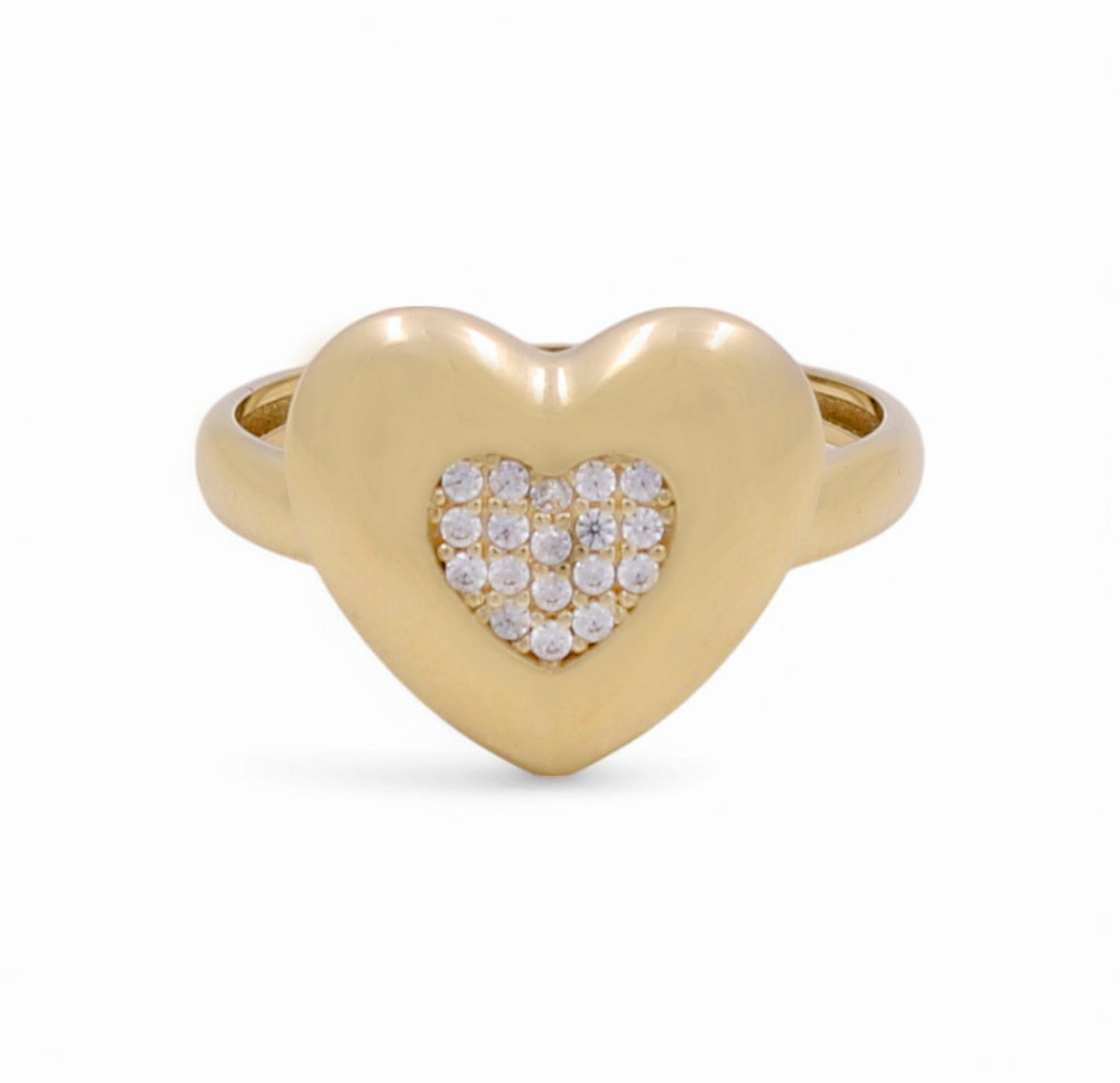 10K Yellow Gold Heart Women's Ring with Cz / Size: 8 / Weight: 1.8 GR / Y25-212