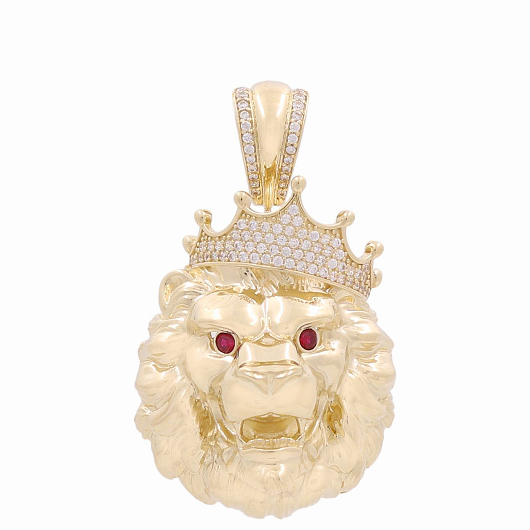 10K Yellow Gold Lion Head Pendant with Cz / Weight: 12.5 GR / WP-170