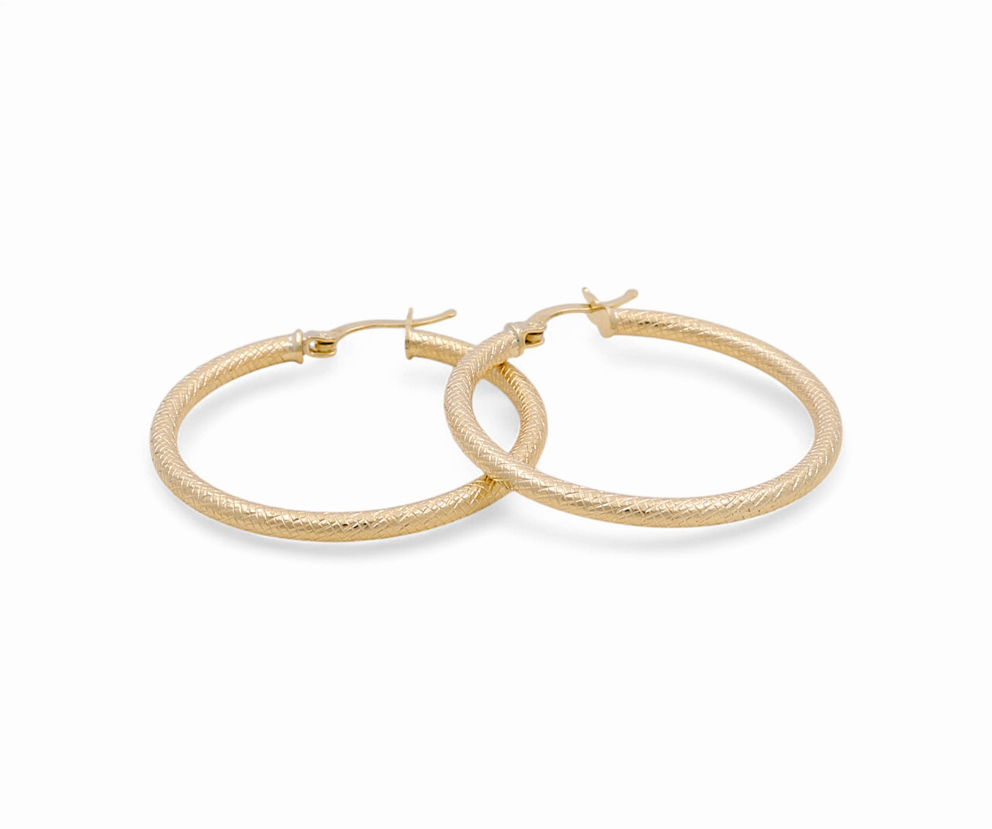 10K Yellow Gold Diamond Cut Hoops Earrings / Size: 2.5mm X 30.5mm / Weight: 3.4 GR / DPEH0DC2.5x41