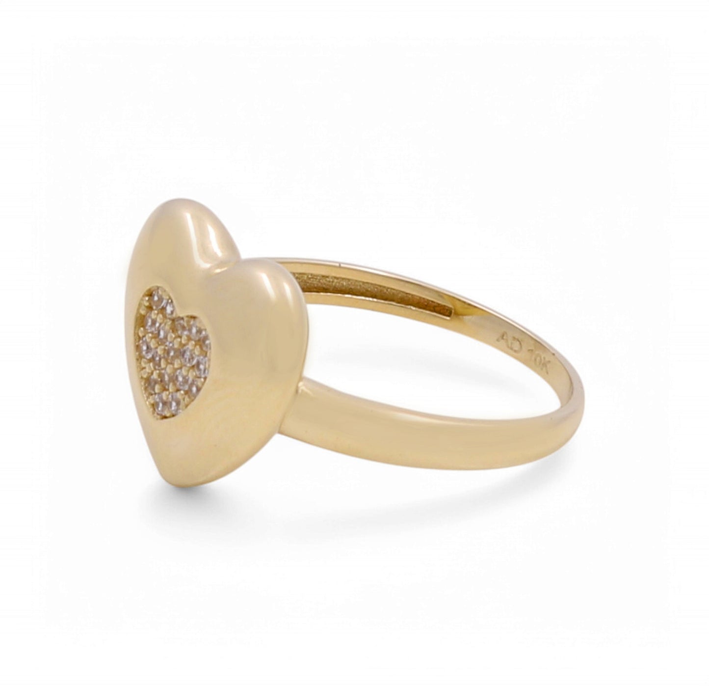 10K Yellow Gold Heart Women's Ring with Cz / Size: 8 / Weight: 1.8 GR / Y25-212