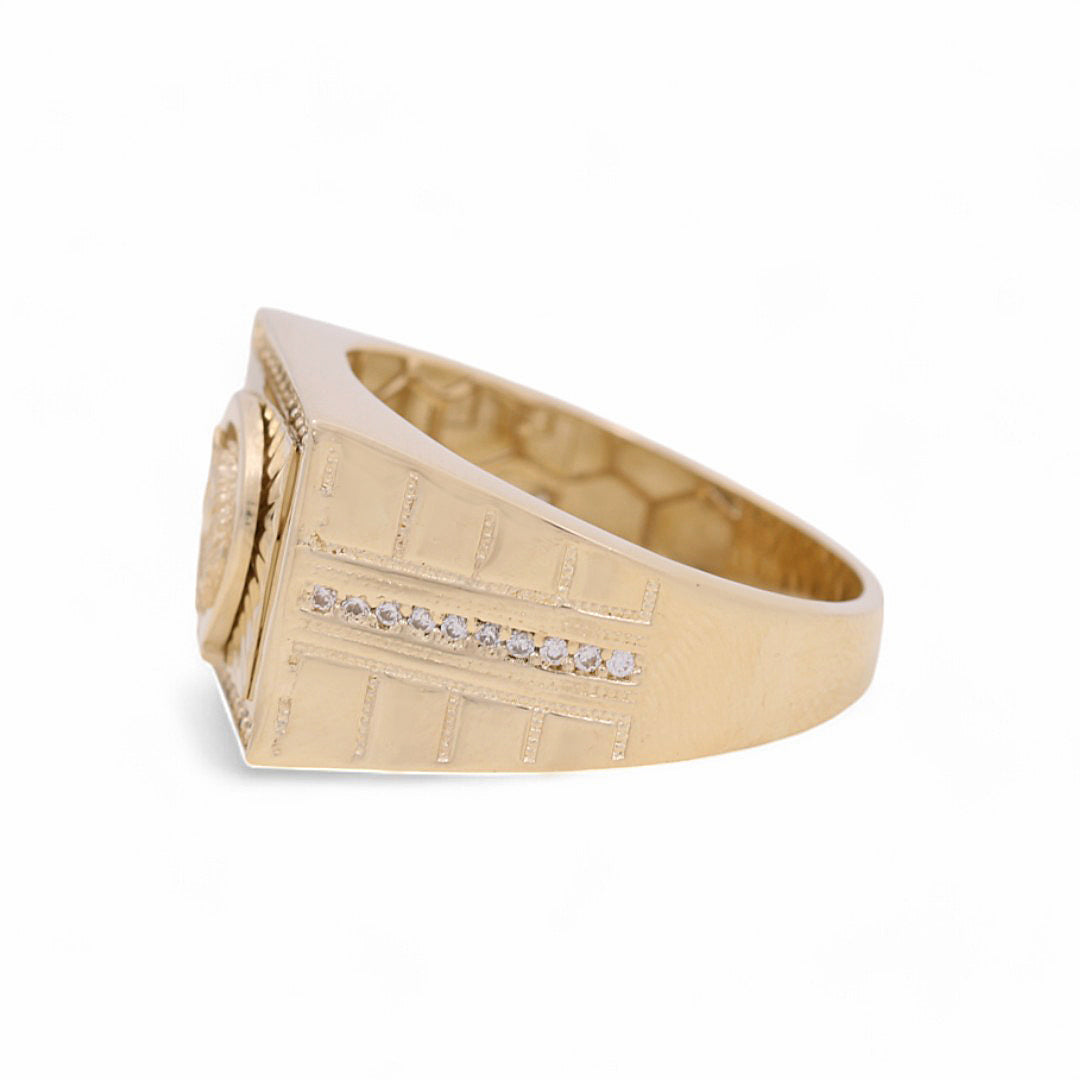 14K Yellow Gold Men’s Horse Shoe Fashion Ring / CZ / Size 11 / Weight: 7.2 GR / COMR4FS-32