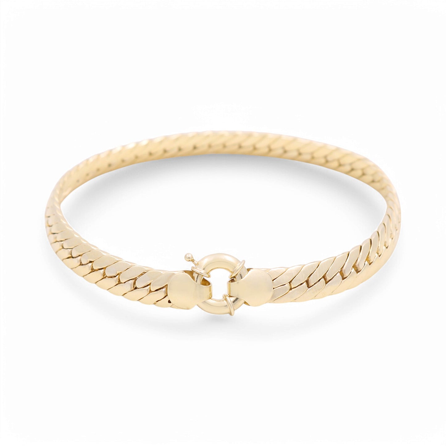14K Yellow Gold Women's Fancy Cuban Link Bracelet / Size:7" / Weight: 7 GR / DPWB4FSCL