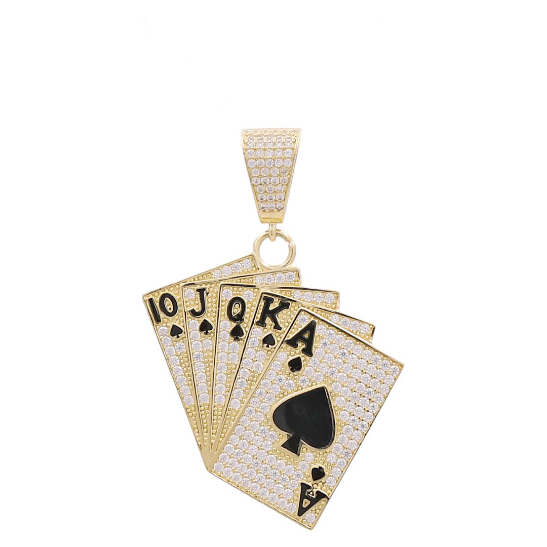 10K Yellow Gold Deck of Cards Pendant with CZ / Weight: 7.8 GR / P18P-195