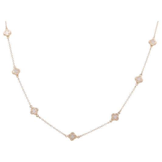 14K Yellow White Clover  Necklace / Size: 16” / Weight: 7.1 GR / BONK4CLV-1