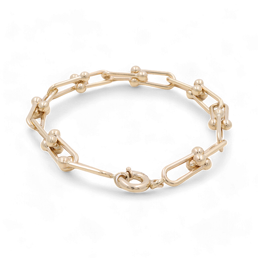 14K Yellow Gold Italian Link Women’s Bracelet / Size: 8” / CZ / Weight: 8.7 GR / COWB4FS-1