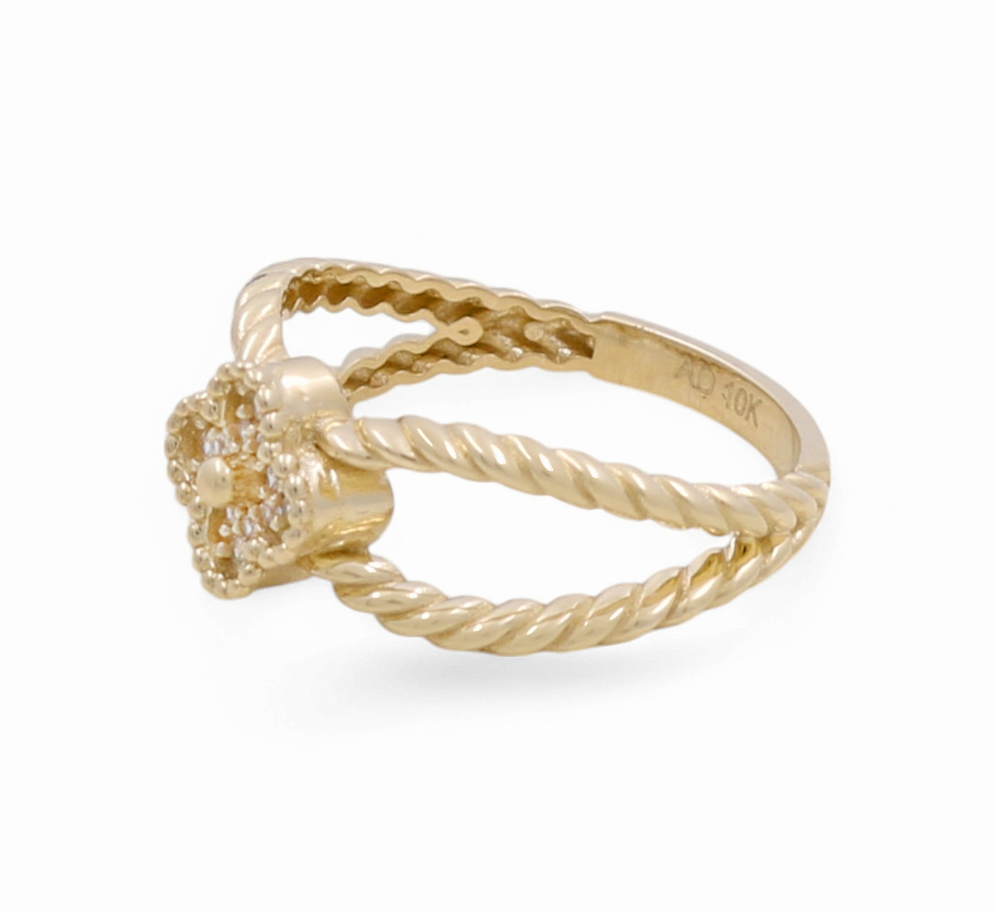 10K Yellow Gold Flower Women's Ring with Cz/ Size: 7 / Weight: 2 GR / Y24-761