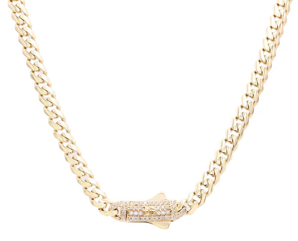 10K Yellow Gold Monaco Link Chain / CZ / Size 7mm 18” / Weight: 22.3 GR / COCH0MON7-18