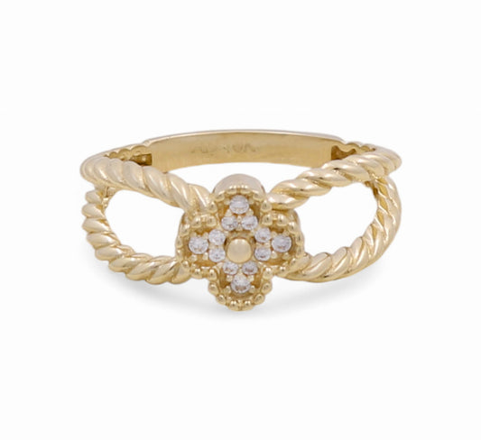 10K Yellow Gold Flower Women's Ring with Cz/ Size: 7 / Weight: 2 GR / Y24-761