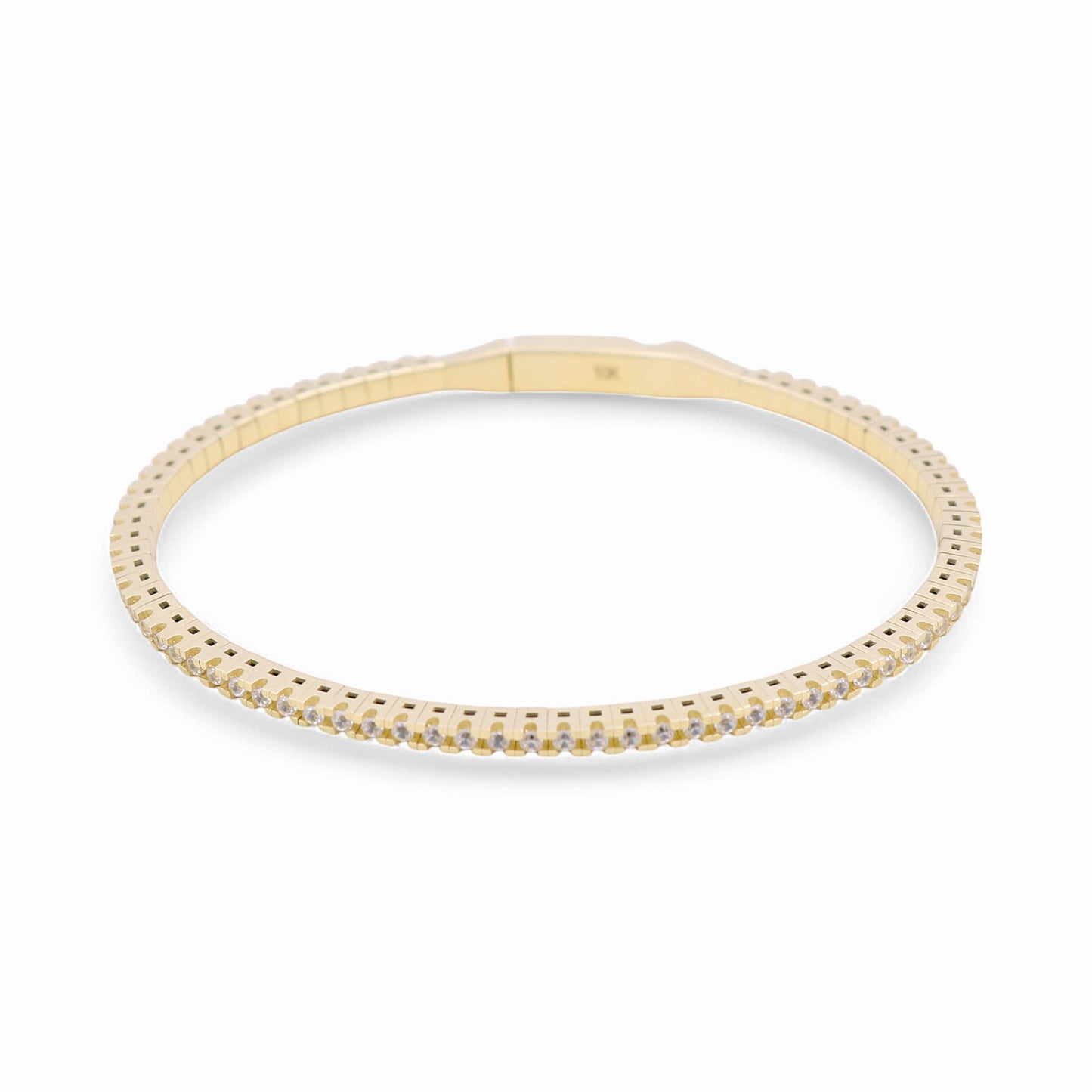 10K Yellow Gold Semisolid Tennis Women’s Bangle Bracelet with Cz / Weight: 9.1 GR / CPBB0FS-2
