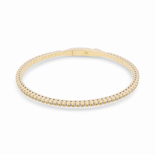 10K Yellow Gold Semisolid Tennis Women’s Bangle Bracelet with Cz / Weight: 9.1 GR / CPBB0FS-2