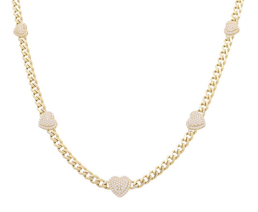 10K Yellow Gold Heart Monaco Women's Necklace with White Cz / Size: 18” / Weight: 17.1GR / DPNK0HR