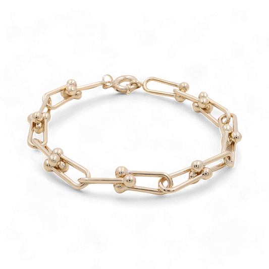 14K Yellow Gold Italian Link Women’s Bracelet / Size: 8” / CZ / Weight: 8.7 GR / COWB4FS-1