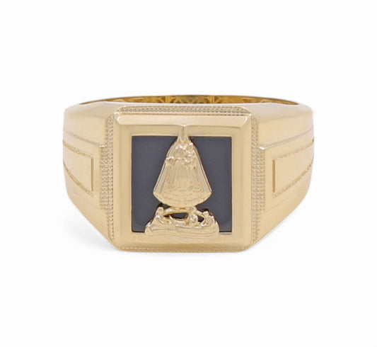 10K Yellow Gold Virgen de la Caridad Men's Ring / Size: 10.5 / Weight: 5.2 GR / P04FM-690