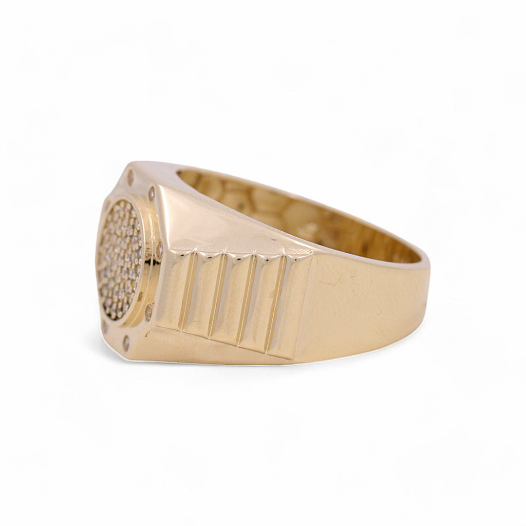 14K Yellow Gold Men’s Fashion Ring / CZ / Size 10.5 / Weight: 5.1GR /  COMR4FS-47