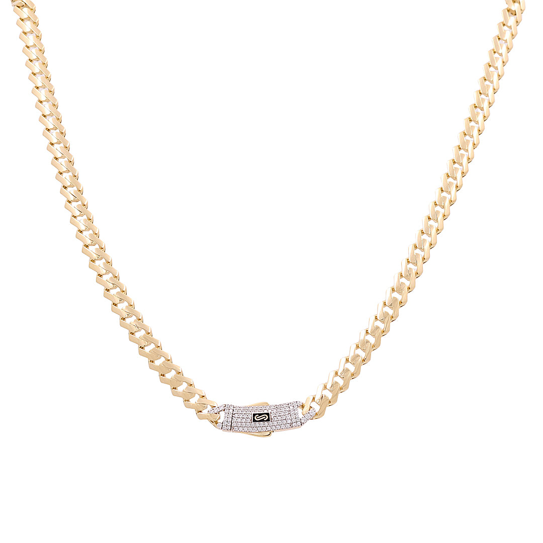 14K Yellow Gold Monaco Edge Chain / Stone: Cz / Size: 6.5mm 18" / Weight: 16.4gr / 301-61065-6.5mm.18"