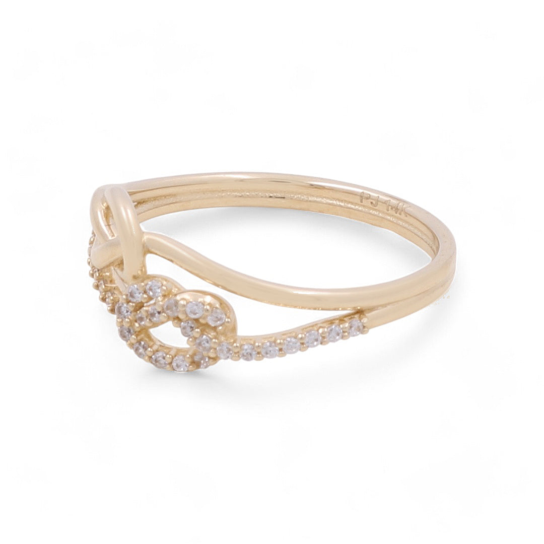 14K Yellow Gold Women’s Double Knot Ring / CZ / Weight: 2.5 GR / COWR4FS-110
