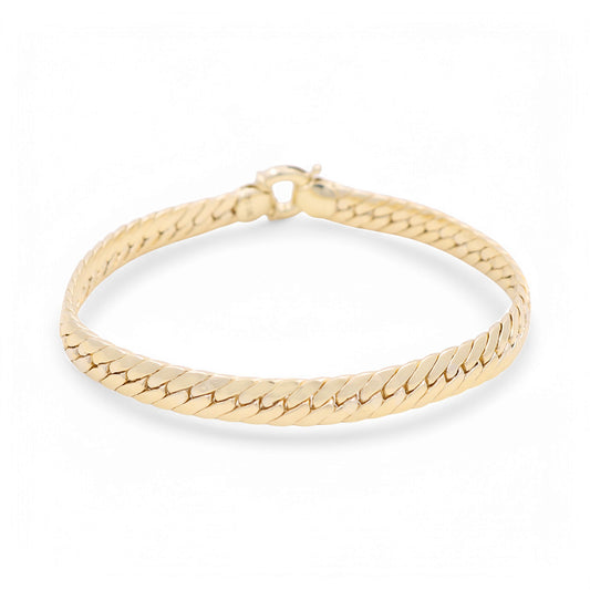 14K Yellow Gold Women's Fancy Cuban Link Bracelet / Size:7" / Weight: 7 GR / DPWB4FSCL