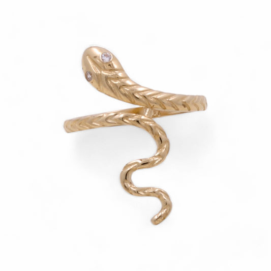 14K Yellow Gold Women’s Fashion Snake Ring / CZ / Weight: 1.9 GR  / CCWR4SK-1