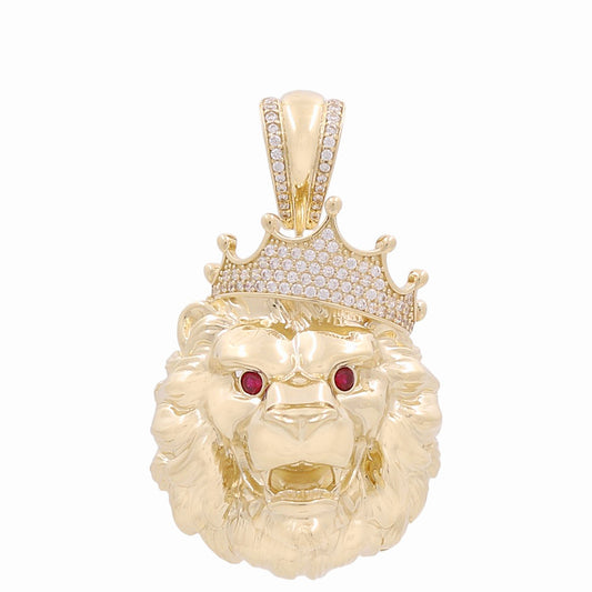 10K Yellow Gold Lion Head Pendant with Cz / Weight: 12.5 GR / WP-170