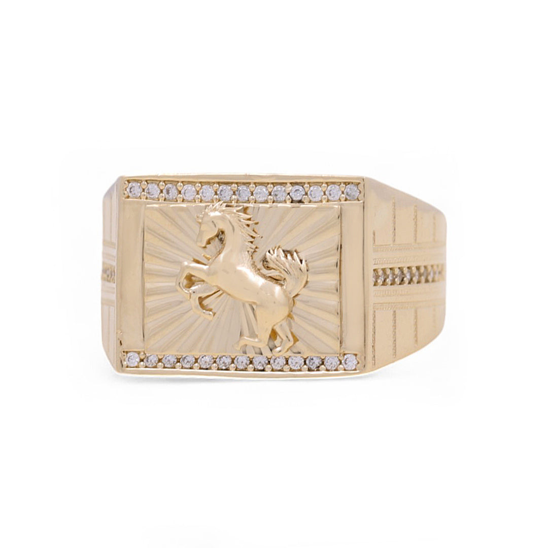 14K Yellow Gold Men’s Horse Fashion Ring / Size 11 / Weight: 7.2 GR / COMR4FS-35