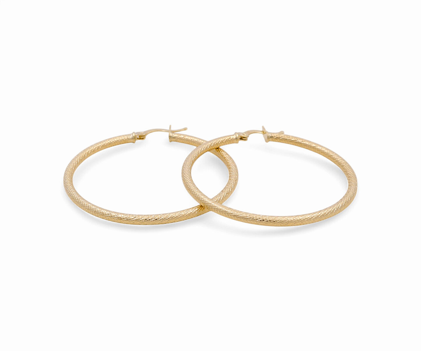 10K Yellow Gold Diamond Cut Hoops Earrings / Size: 2.5mm X 41mm / Weight: 4.3 GR / DPEH0DC2.5x41