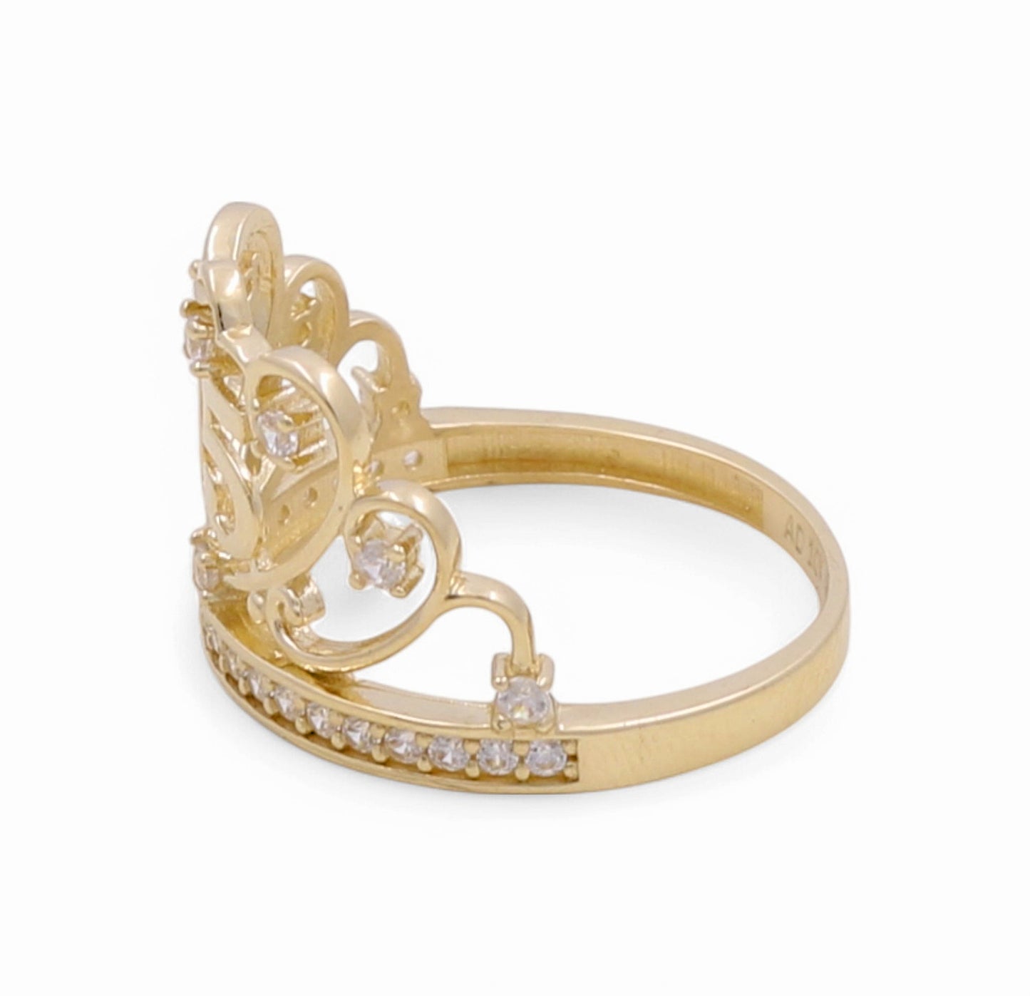 10K Yellow Gold Quinceañera Women's Ring with White Cz / Size: 8 / Weight: 2.4 GR / P02CR-3391