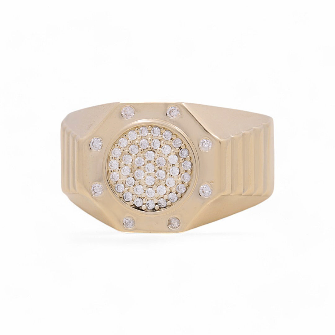 14K Yellow Gold Men’s Fashion Ring / CZ / Size 10.5 / Weight: 5.1GR /  COMR4FS-47
