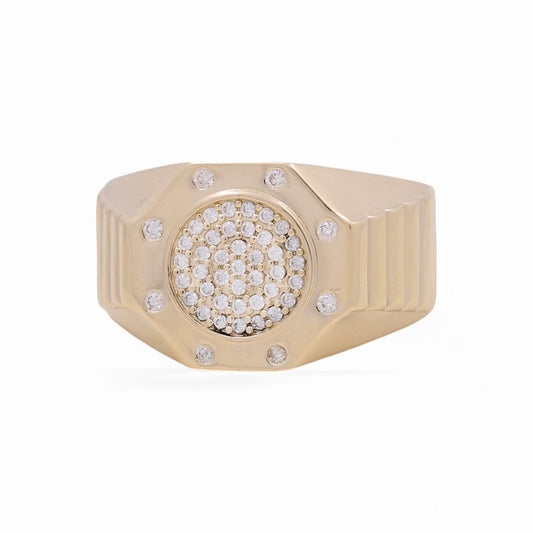 14K Yellow Gold Men’s Fashion Ring / CZ / Size 10.5 / Weight: 5.1GR /  COMR4FS-47