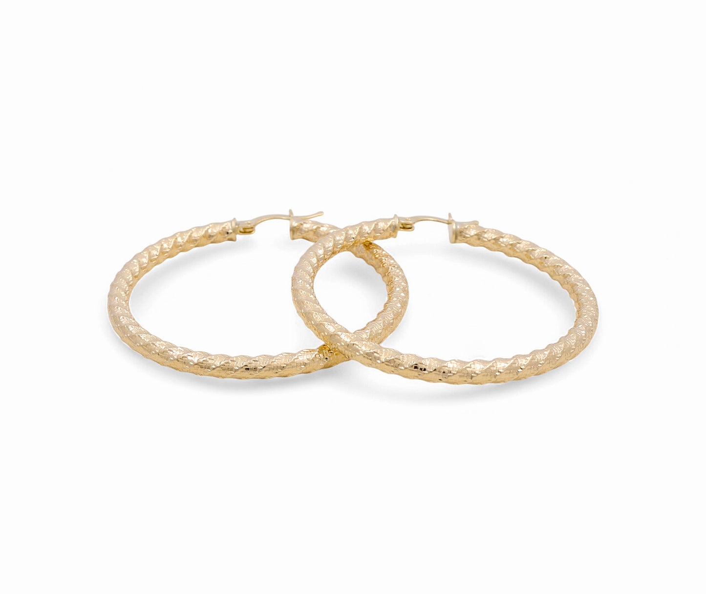 10K Yellow Gold Twist Hoops Earrings / Size: 3.5mm X 41mm / Weight: 5.4 GR / DPEH0TR3.5x41
