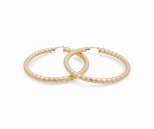 10K Yellow Gold Twist Hoops Earrings / Size: 3.5mm X 41mm / Weight: 5.4 GR / DPEH0TR3.5x41