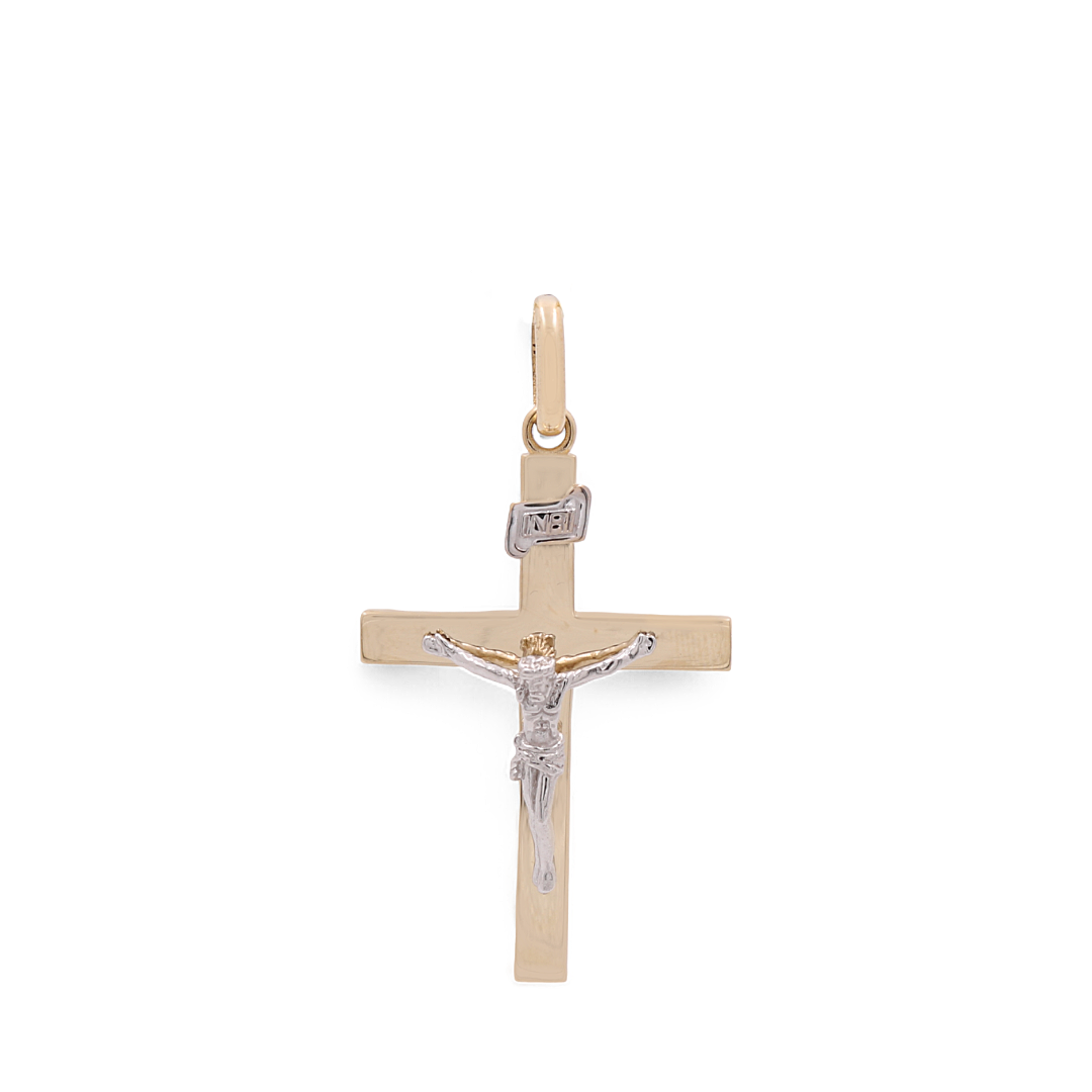 14K Yellow &amp; White Gold Jesus on the Cross Pendant / ISPDTT4CRS-2