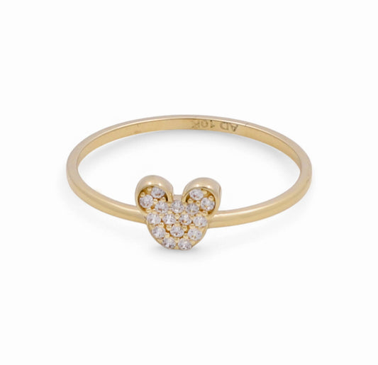 10K Yellow Gold Mickey Women's Ring with Cz / Size: 7.5 / Weight: 1 GR / YRL-1517
