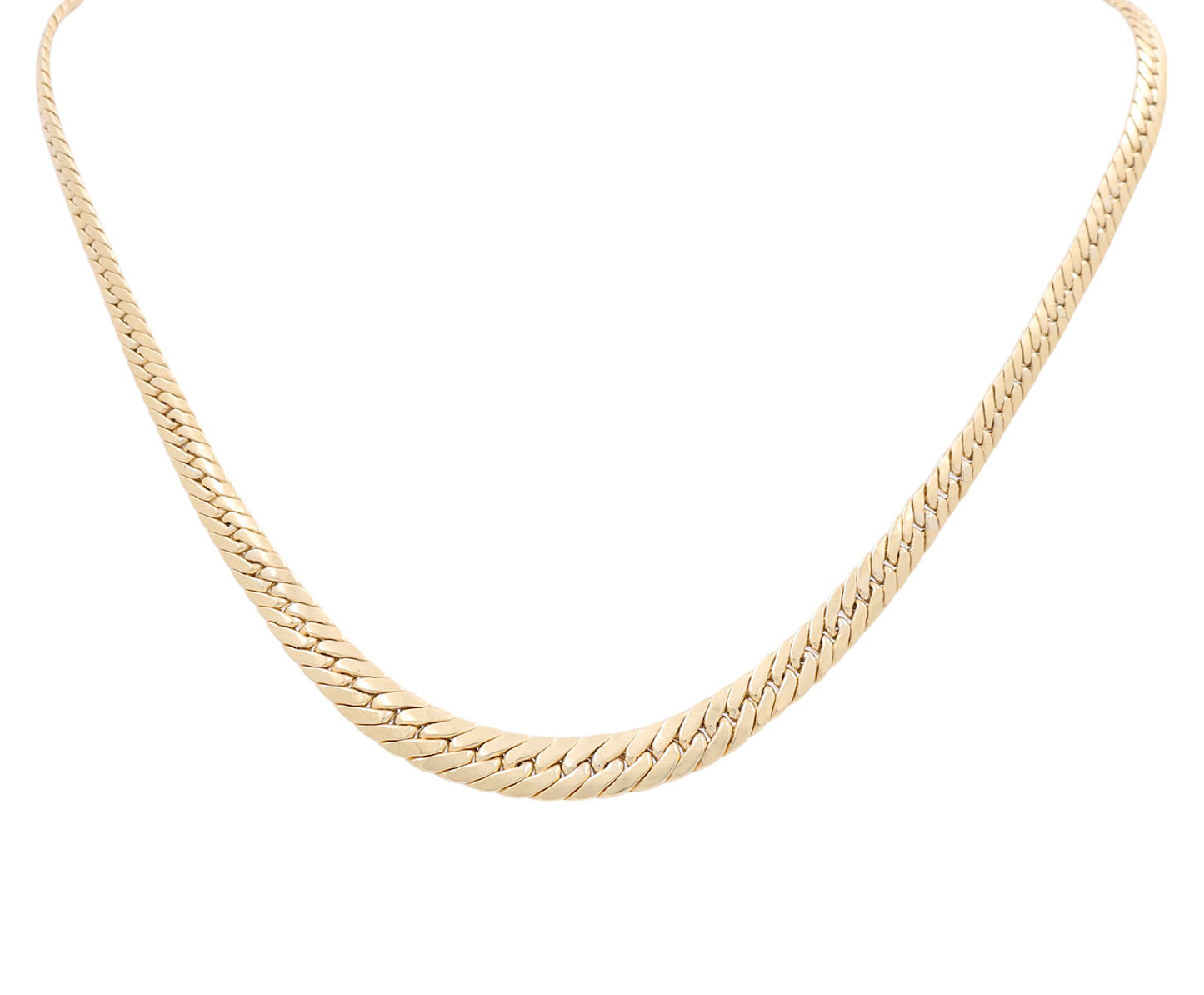 14K Yellow Gold Women's Fancy Cuban Link Necklace / Size: 17" / Weight: 11.9 GR / DPNK4FSCL