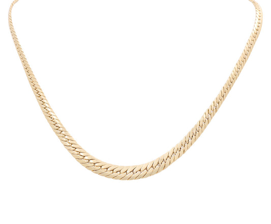 14K Yellow Gold Women's Fancy Cuban Link Necklace / Size: 17" / Weight: 11.9 GR / DPNK4FSCL