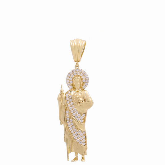 10K Yellow Gold San Judas Pendant with CZ / Weight: 4.8 GR / WP-61