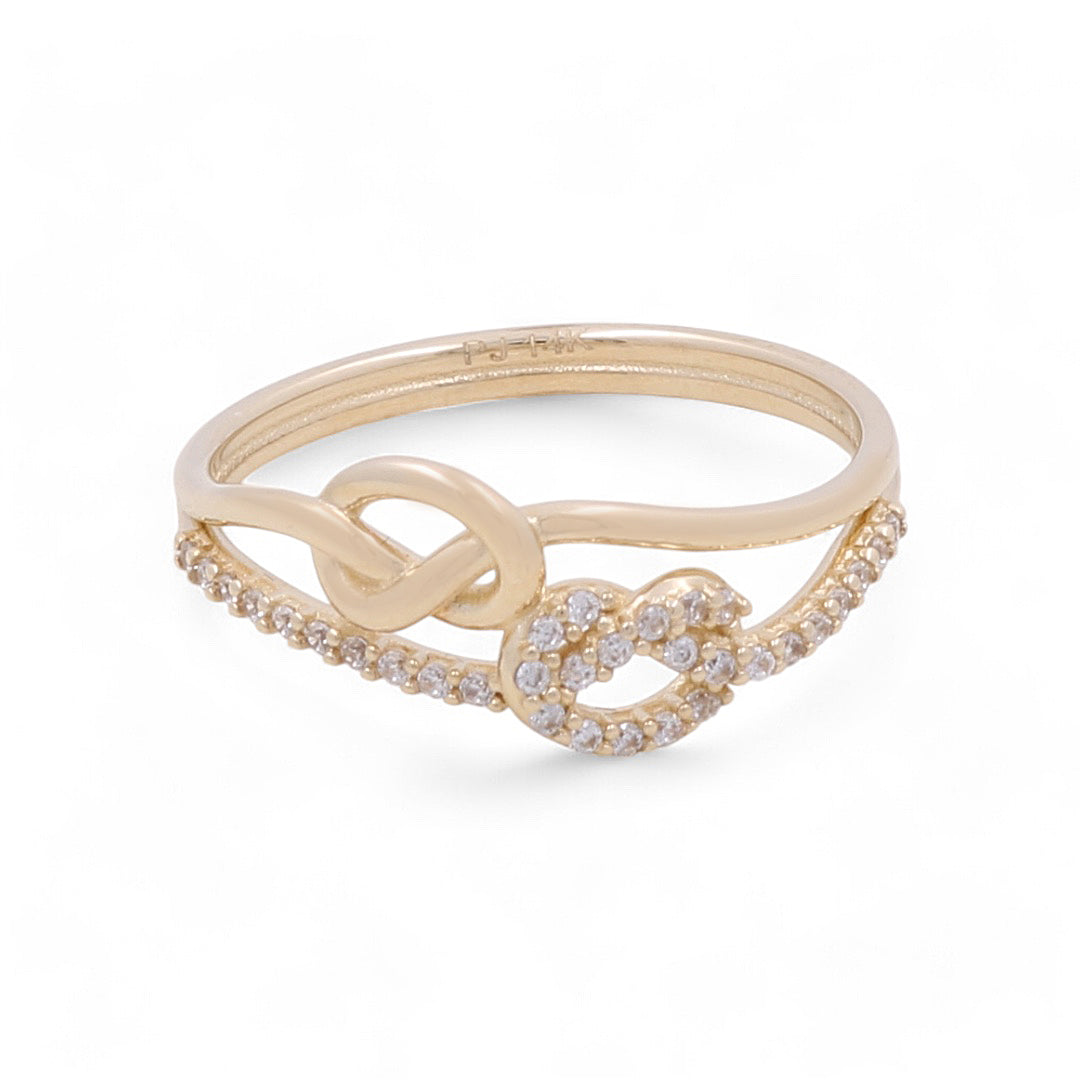 14K Yellow Gold Women’s Double Knot Ring / CZ / Weight: 2.5 GR / COWR4FS-110