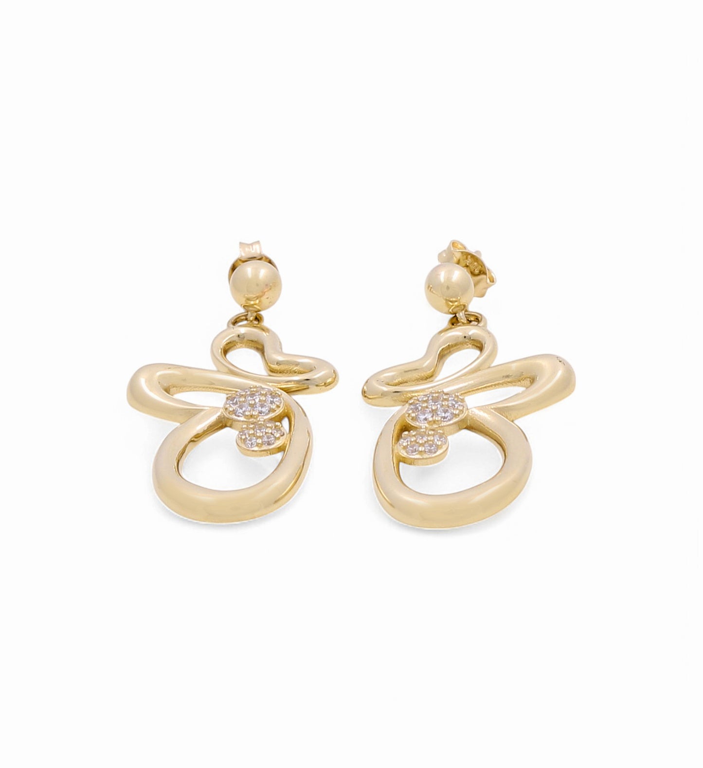 10K Yellow Fashion Butterfly Earrings with CZ / Weight: 5 GR / H25-1