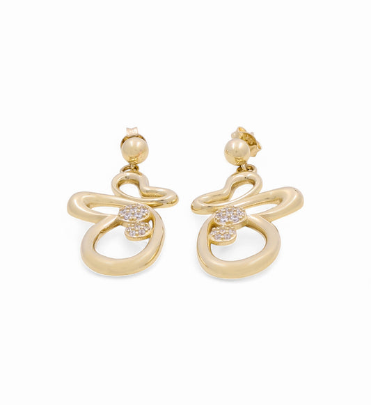 10K Yellow Fashion Butterfly Earrings with CZ / Weight: 5 GR / H25-1