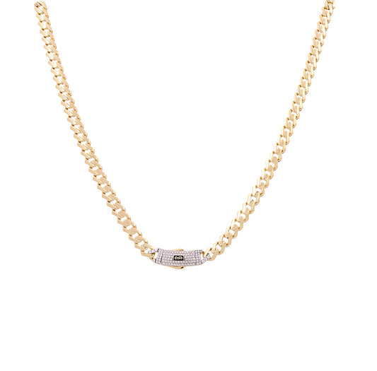 14K Yellow Gold Monaco Edge Chain / Stone: Cz / Size: 6.5mm 22"  / Weight: 19.7gr / 301-61065-6.5mm.22"